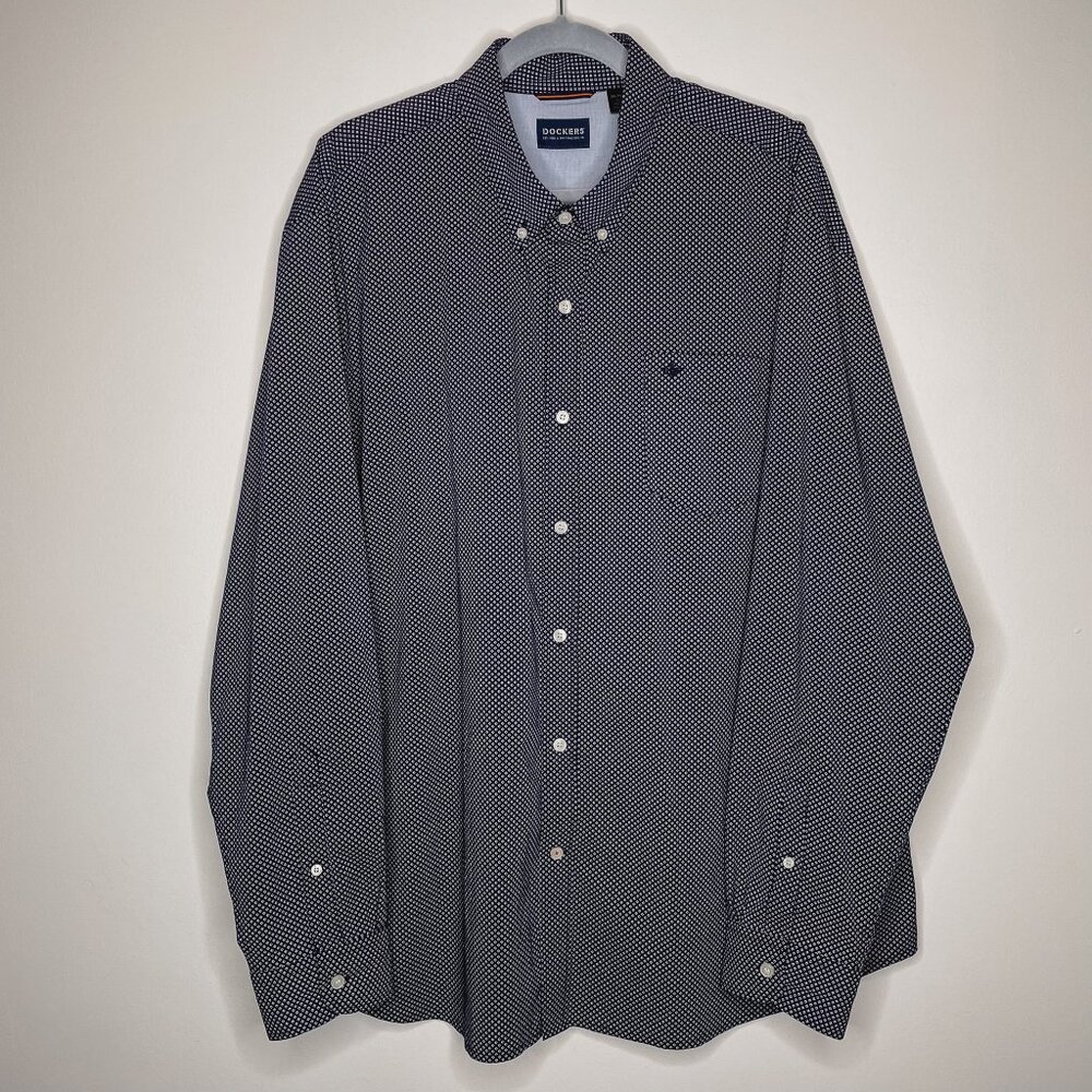 Dockers Geometric Print Long Sleeve Shirt, XXL - Casual Men's Button Down Shirt‎